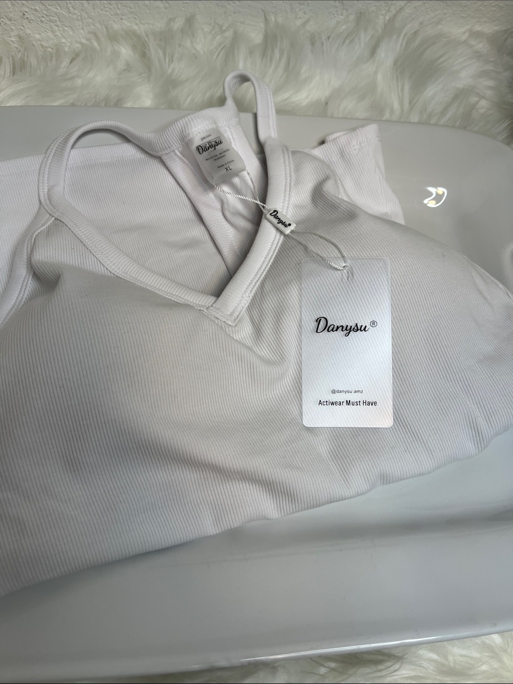 Dynamite White Ribbed Racerback Tank - Picture 7 of 7
